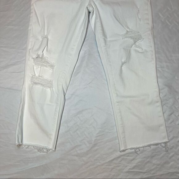 Paige Womens Bridgette Mid Rise Crop White Destroyed Jeans 26 - Picture 3 of 12
